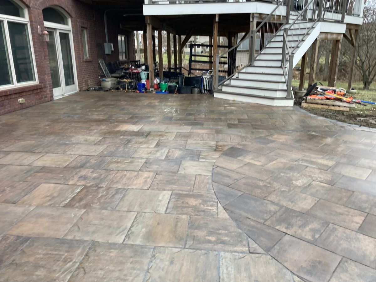 Paver patio with landscape beds