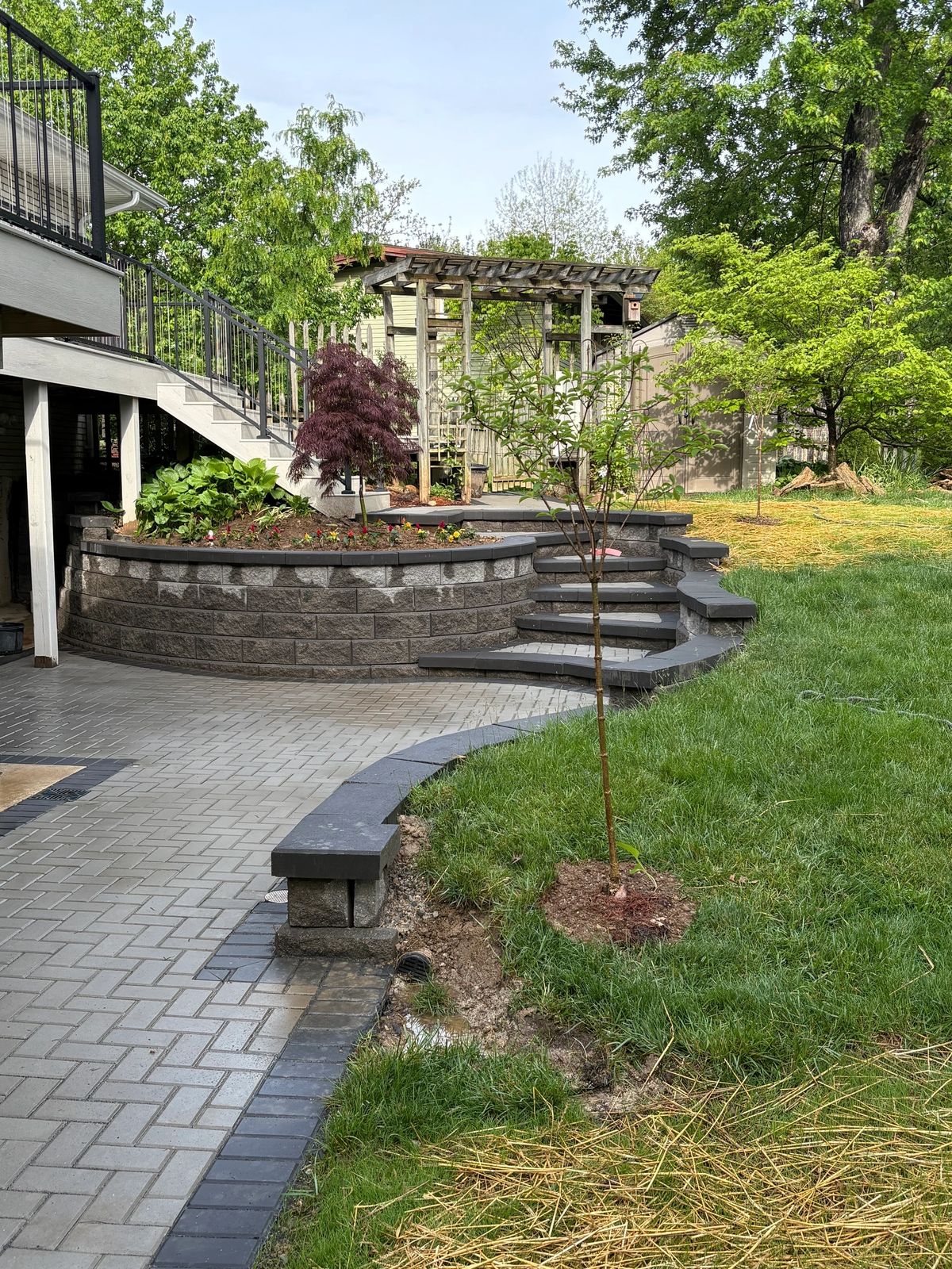 Stone patio and seating wall detail